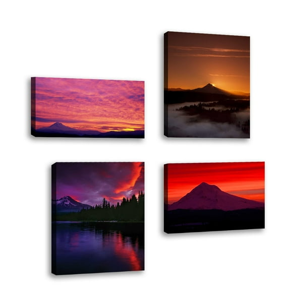 Set of 4 - Mt. Hood XXVIII - Contemporary Fine Art Giclee on Canvas Gallery Wrap - wall décor - Art painting - 18 x 12 Inch - Ready to Hang
