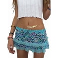thumbnail image 2 of Women Y2K Lace Mini Skirt Low Rise Leopard Half Slip Skirt Contrast Ruffle Flowy Short Skirt Underskirt Lake Blue L, 2 of 7