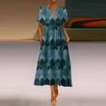 thumbnail image 1 of Robes Femmes Grande Taille Imprimé Quotidien Décontracté Manches Courtes Vintage Bohème Col en V Robe en Solde, 1 of 6