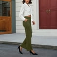 thumbnail image 3 of zbxnLI Womens Dress Pants Business Casual Work Pants with Pockets Pull on High Waist Straight Leg Pants, 3 of 5