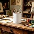 thumbnail image 3 of Ouuluon Pen Holder for Desk Multi-Functiona Pencil Cup, White Vintage Industrial Style Desk Organizer with Handle for Office Home Art Supplies, 3 of 6