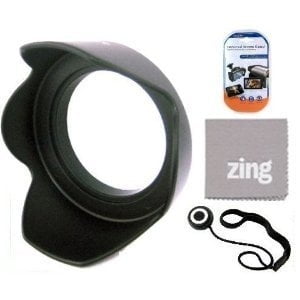 Lcd Viewfinder Hood - 77mm Digital Tulip Flower Lens Hood for Sony 11-18mm f/4.5-5.6 DT Lens + Cap Keeper + Microfiber Cleaning Cloth + LCD Screen Protectors