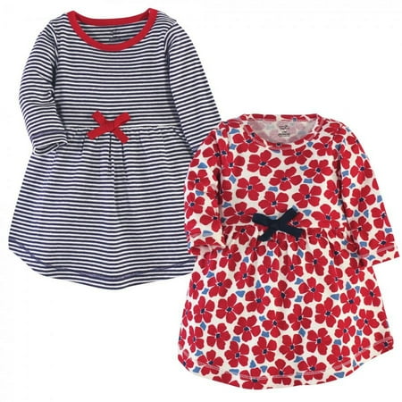 UPC: 0660168612363 | Touched by Nature Baby and Toddler Girl Organic Cotton Long-Sleeve Dresses 2pk Red Flowers 18-24 Months