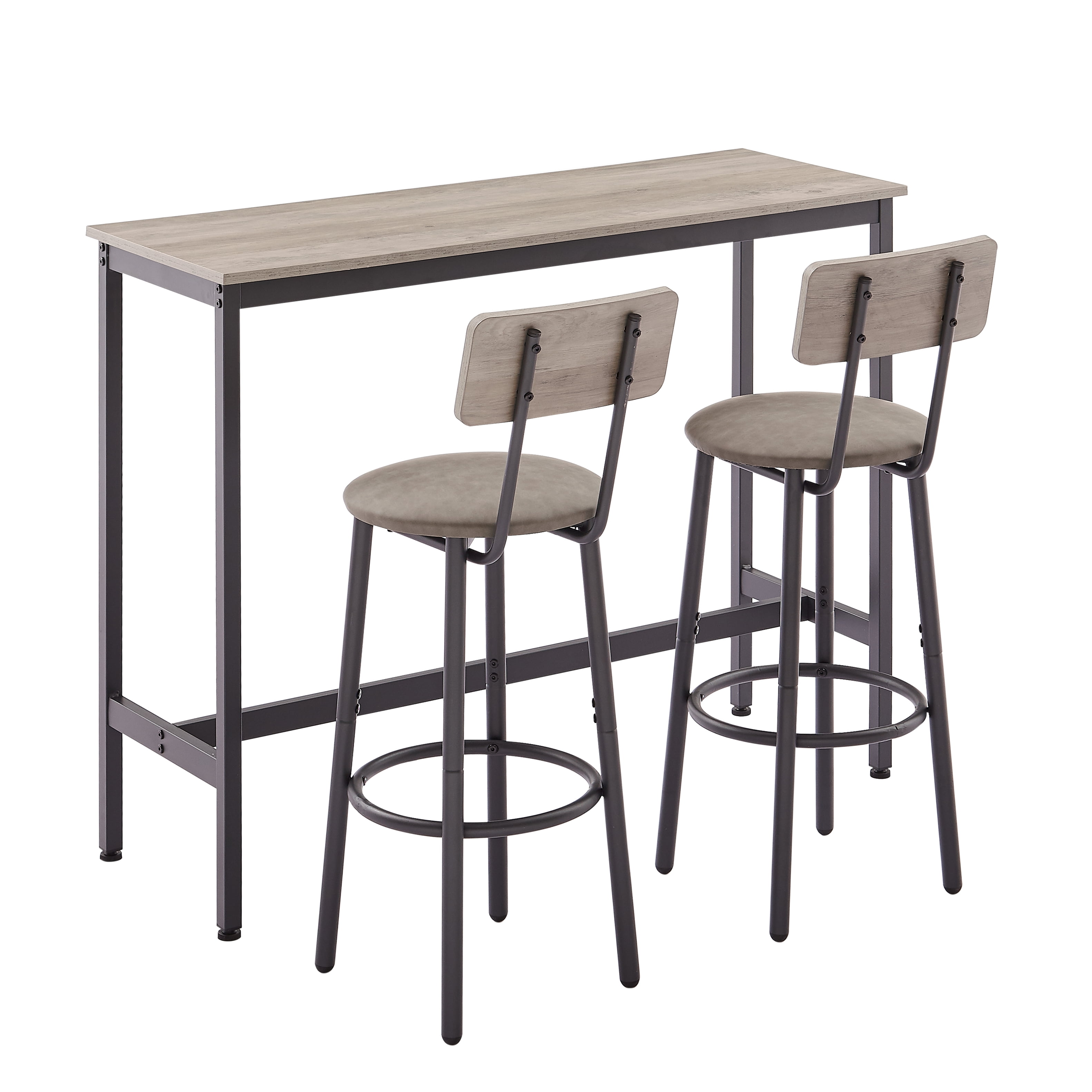 Paproos 3Piece Bar Table Set with PU Upholstered Stools, Kitchen