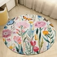 thumbnail image 3 of 2.7ft Watercolor Wildflowers Washable Circular Carpet And Anti Slip Carpet Are Suitable for Bedrooms, Bathrooms, Entrances, Children's Rooms, Offices, And University Dormitories, 3 of 5