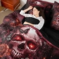 thumbnail image 4 of Castle Fairy Floral Butterflies 7-Piece Bedding Comforter Set, King Size, Gothic Floral Rose Skull, Abstract Gradient, Reversible, 4 of 8