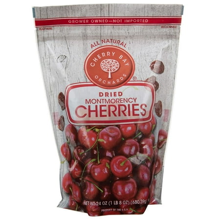 Cherry Bay Orchards - Dried Montmorency Tart Cherries (24oz Bag) - 100% Domestic, Natural, Kosher Certified, Gluten-Free, and GMO Free - Packed in a Resealable Pouch