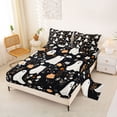 thumbnail image 2 of Homewish Halloween Floral Ghost Bed Sheets,Wild Autumn Flower Pattern Full Size Sheets,Black Cream Orange,4-Piece,1 Flat Sheet,1 Fitted Sheet and 2 Pillowcases, 2 of 6