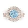 thumbnail image 2 of Clara Pucci 14K Rose Gold Round Cut 2Ct Natural Swiss Blue Topaz Engagement Ring + Matching Band - Luxury Box Included, 2 of 7