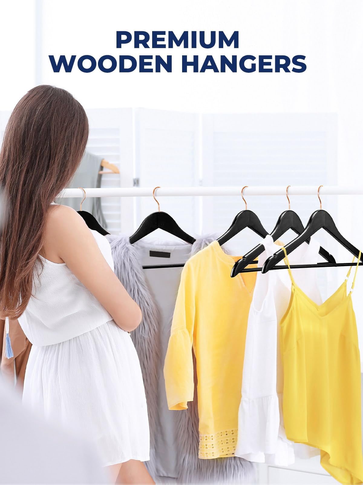 ACSTEP Wooden Hangers 10 Pack, Sturdy Coat Hangers for Closet, Quality Non Slip Hangers, Premium Heavy Duty Hangers, Durable Coat Hanger, Pants Hanger, Suit Hangers, with 360° Rotating Hook, Black