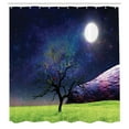 thumbnail image 3 of Ambesonne Tree Shower Curtain, Full Moon Galaxy Grass, 69"Wx84"L, Green and Navy, 3 of 5