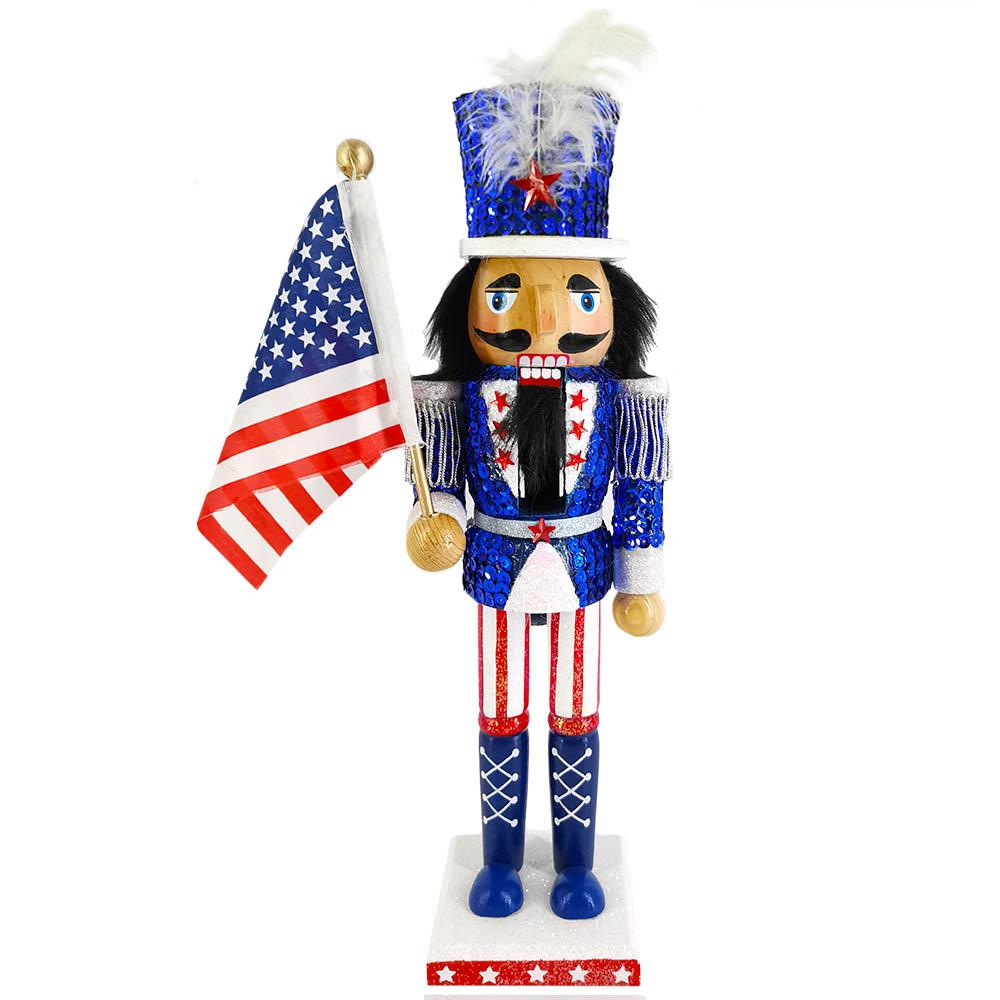 Patriotic American Nutcracker Sequin Jacket and Flag 12 inch Walmart