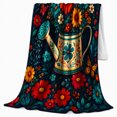 thumbnail image 2 of Vibrant Garden Watering Can Butterfly Digital Print, Rustic Botanical Portrait, Warm Flannel Blanket for Sunroom and Reading Nook, Garden Lovers decorative theme Gift, Rustic Home Decor, 2 of 7