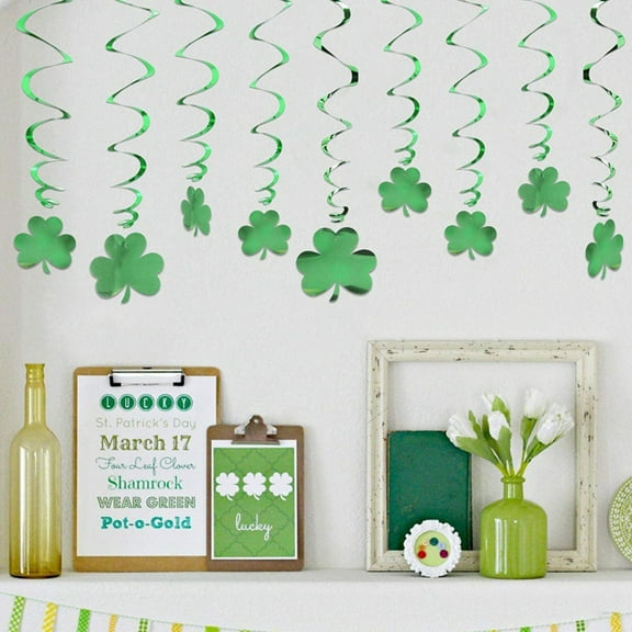 AZXY 18pc St. Patrick'S Day Streamers,St. Patrick'S Day Hanging Decorations,Delighted Irish Shamrock Decoration,Irish Decor,Party Supplies for Home Decor
