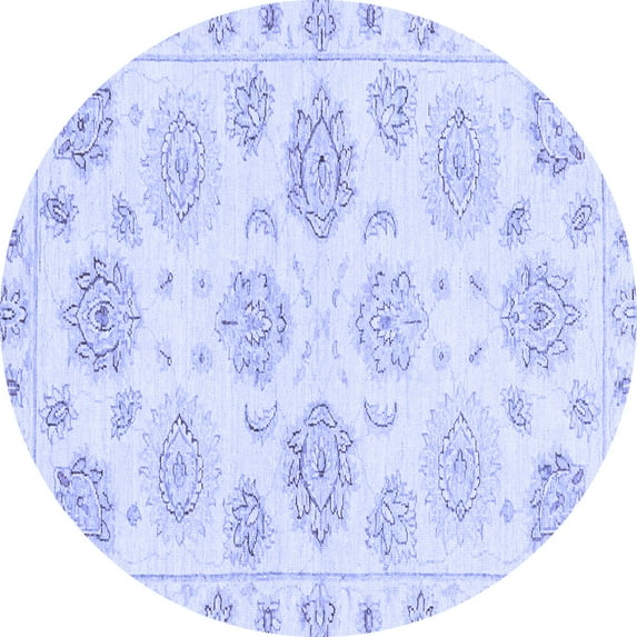 Ahgly Company Indoor Round Oriental Blue Traditional Area Rugs, 5' Round