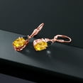 thumbnail image 4 of Gem Stone King 18K Rose Gold Plated Silver Yellow Citrine and Black Onyx Dangle Earrings for Women (5.52 Cttw, Gemstone November Birthstone, Oval 10X8MM, Trillion 5MM), 4 of 4
