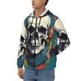 thumbnail image 3 of Uemuo Modern Hip-Hop Skull for Men's Fashion Full-zip Hoodies & Sweatshirts with Kangaroo Pocket, Zip-up Hooded Sweatshirt, Moisture Wicking & Breathable-Small, 3 of 5