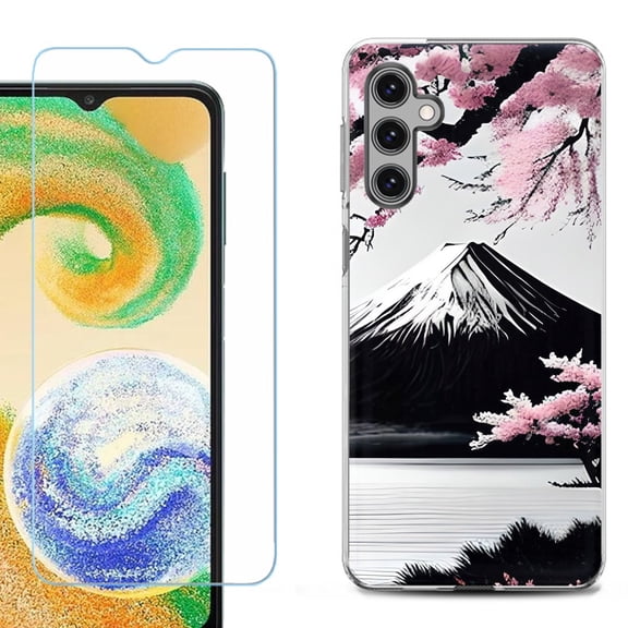 OneToughShield ® Compatible with Samsung Galaxy A25 5G, Shockproof Phone Case, with Tempered Glass Screen Protector - Fuji Sakura