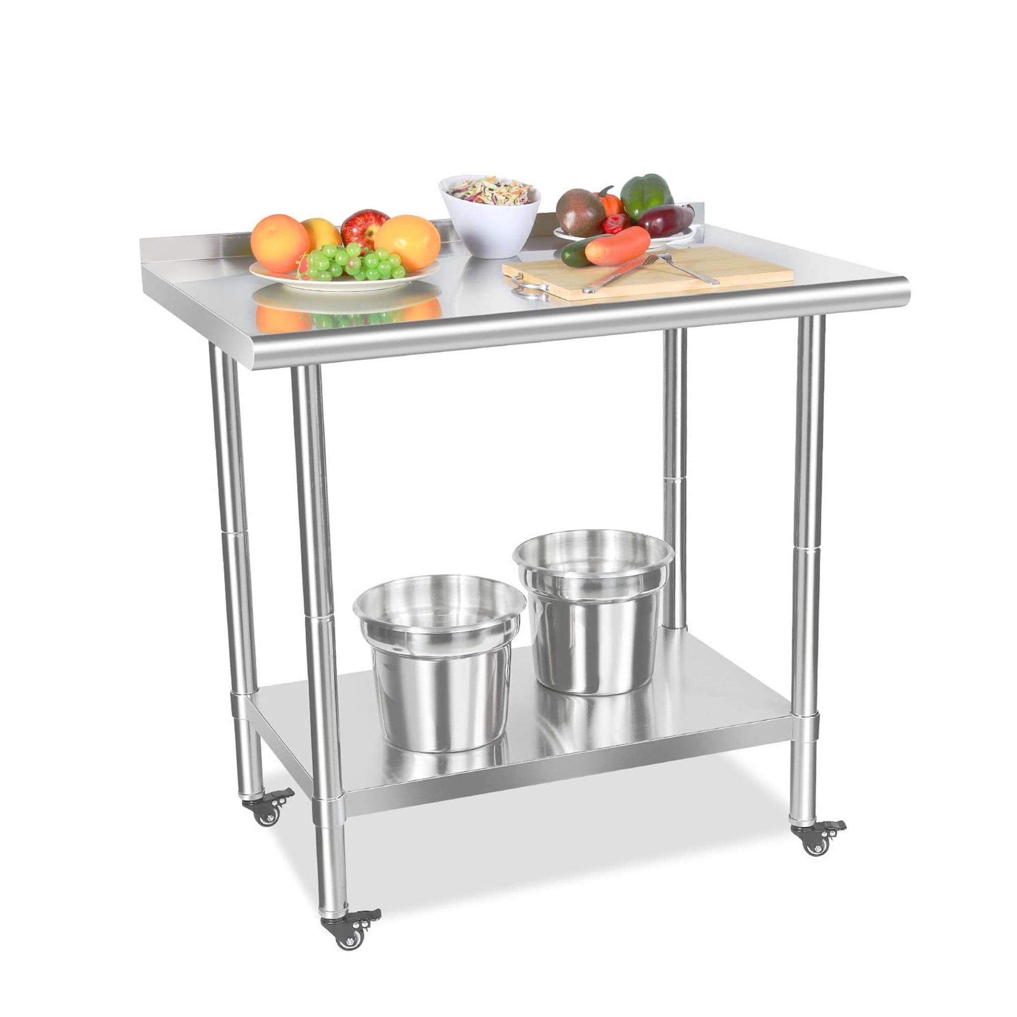 AiYCHEN Stainless Steel Work Table, 30" W x 24" L Commercial Adjustable