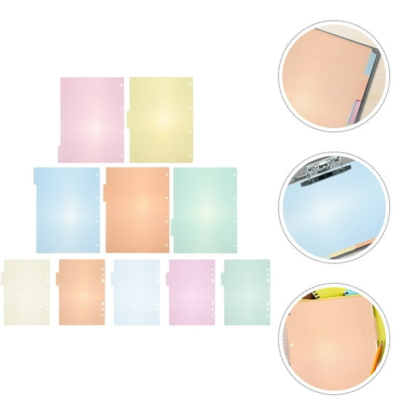 Soimiss 1Set Pastel Binder Dividers Plastic and Paper with Tabs and Pockets for Notebook Organization