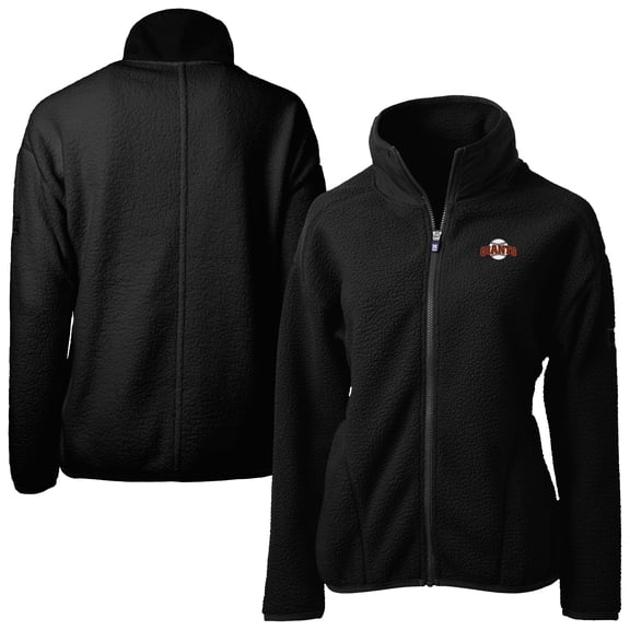 Women's Cutter & Buck Black San Francisco Giants  Cascade Eco Sherpa Full-Zip Fleece Jacket