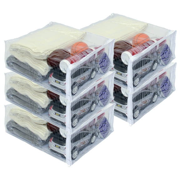 5-Pack Heavy Duty Vinyl Zippered (Clear) Storage Bags (9" x 11" x 4") for Dresses, Shirts, Pants, Fabrics (1.7 Gallon)