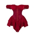 thumbnail image 4 of NordicNest Women's Off Shoulder Corset Dress Ruffle Hem Lace Up Mini Dress Gothic Outfits for Halloween, 4 of 6