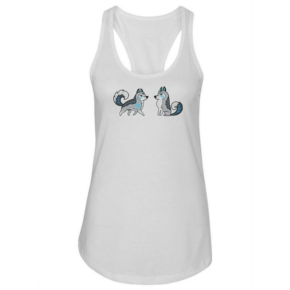 Gray Siberian Husky Dogs . Tank Women -Image by Shutterstock, Female x-Large