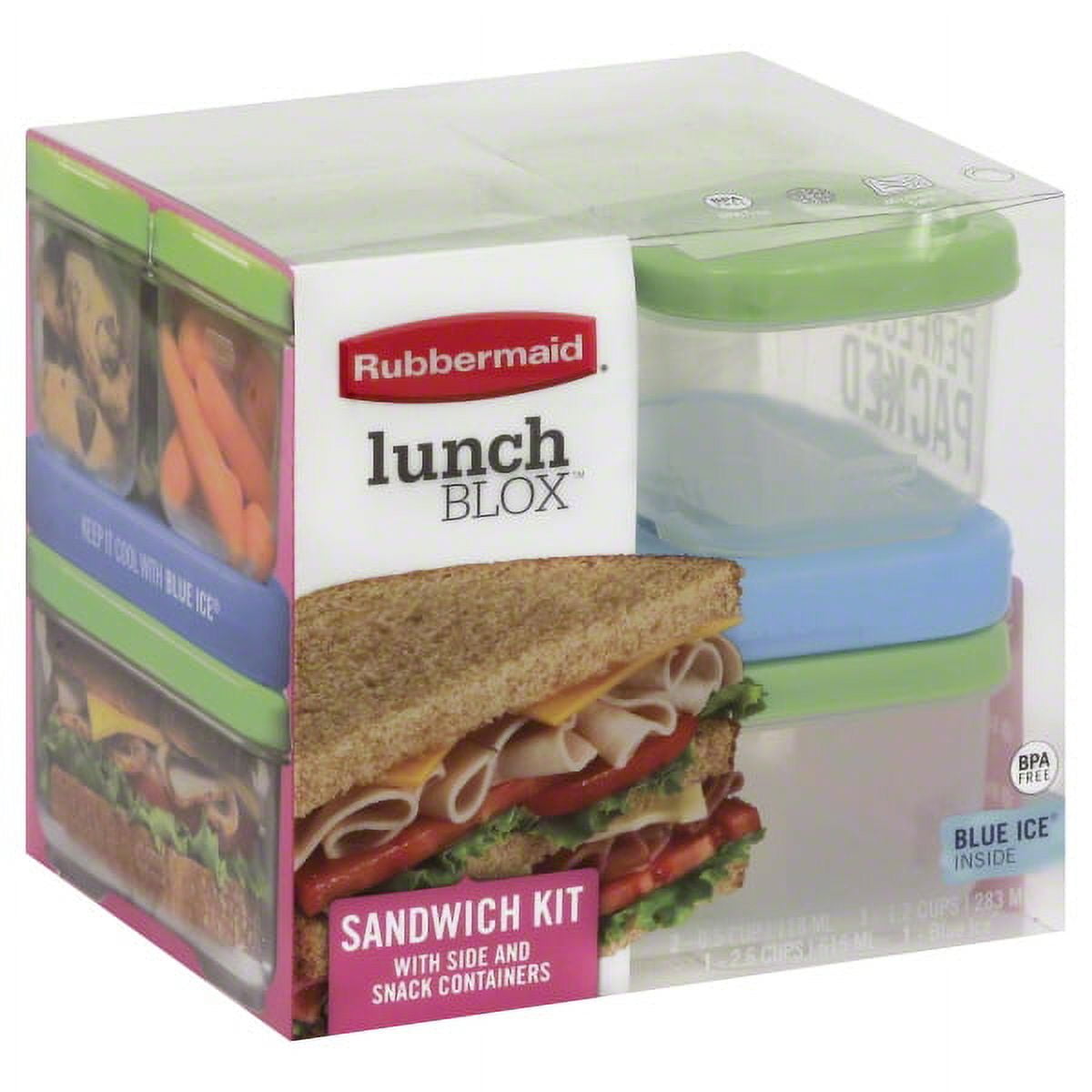 Rubbermaid Lunch Blox Sandwich Kit, with Side and Snack Containers, Tableware & Serveware