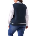 thumbnail image 4 of Agnes Orinda Plus Size Sweater Vest for Women V Neck Stripe Cable Knit Sleeveless Pullover Sweater Vest 3X Navy Blue, 4 of 6