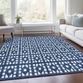 thumbnail image 6 of HomeRoots 676283 9 x 12 ft. Navy Blue & Ivory Geometric Transitional Washable Machine Made Rectangle Area Rug with UV Protection, 6 of 9