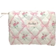 thumbnail image 2 of RDRKR Flexistash Cotton Quilted Makeup Bag Set, 3 Pcs Cotton Floral Makeup Bag, Large Toiletry Travel Cosmetic Bag for Women  Pink, 2 of 5