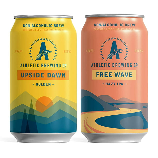Athletic Brewing Company Upside Dawn Golden and Free Wave Hazy IPA ...