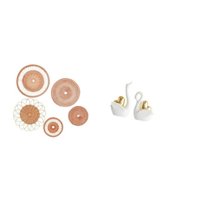 Manualidades de pared,Decoración de pared colgante. Ratán tejido artesanal.,Juego de decoración de pared Adorno decorativo para colgar en la pared,estatua de cisne,Estatuas y figuras de