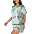 thumbnail image 2 of Rateoe Animals Riding Across The Sky Pattern Women's Short-Sleeved Pajama Set - 2 Piece Soft and Lightweight Sleepwear Set-X-Large, 2 of 7