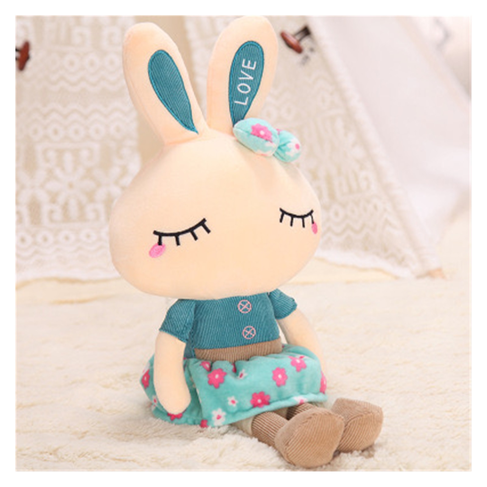 CHUNYAN Set of 2 skirts rabbit plush toys, 18.1 inch stuffed animals, big rabbit toys cute boy and girl holiday gifts