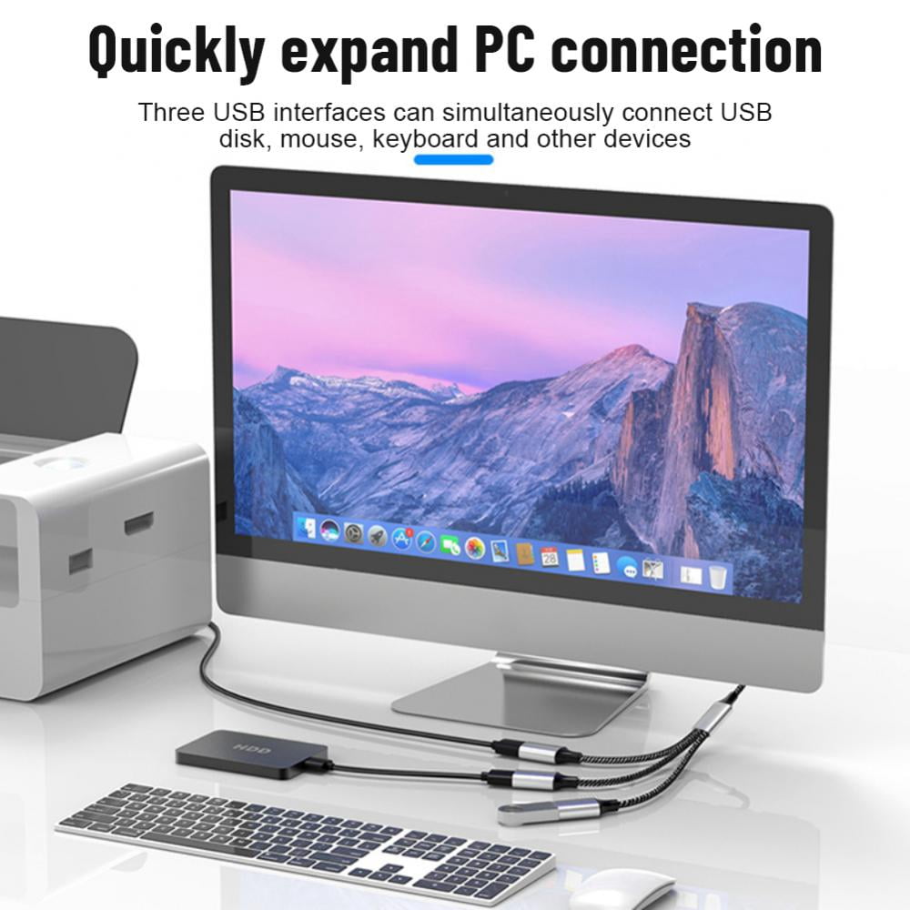 1/2PCS RYRA USB To 3 USB 2.0 HUB Dual 4Port Multi Splitter Adapter OTG For PC Laptop Surface Accessories USB A Extension Power