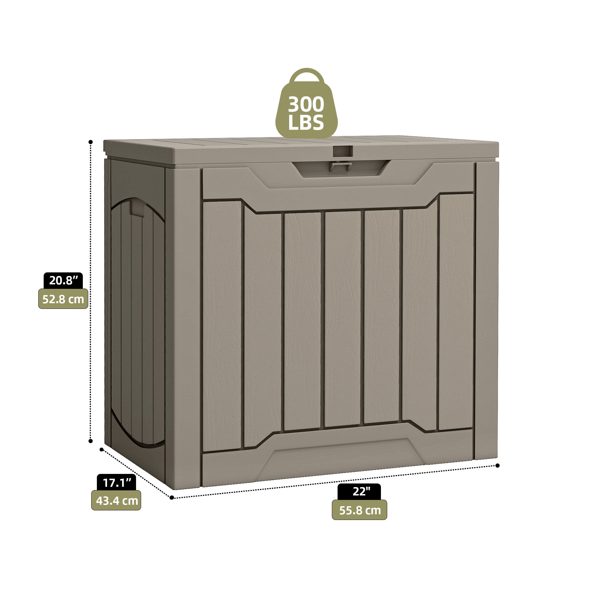 Dextrus 31 Gallon Resin Outdoor Storage Box, Waterproof Lockable Deck Box for Patio, Garden, Pool Supplies and Package Delivery, Outdoor Organizer, Light Brown