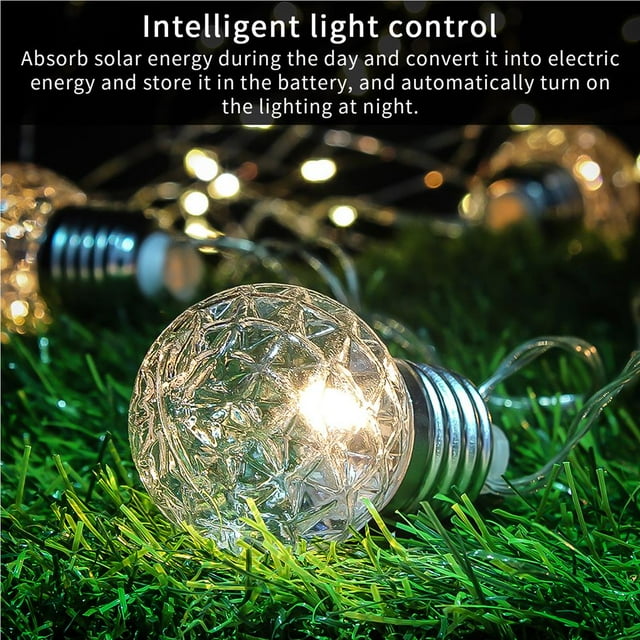 Solar Bulb Plug-in Light LED Solar Bulb Plug-in Light Waterproof Bulb Plug-in Lamp with Waterproof Light Control 10 Bulbs for Yard Hotel