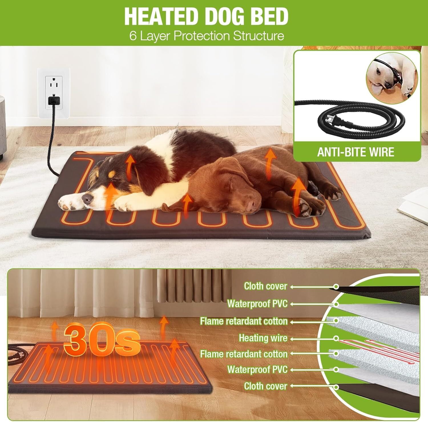 MEDEHOO Dog House Outdoor Heated Dog Kennel with Insulated Liner for Winter Metal Frame Dog House for Small Medium Large Dogs, Waterproof Roof Large