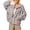 Grey, variant on Women's Rose Checkered Oversized Sherpa Jacket Fuzzy Warm Winter with Pockets