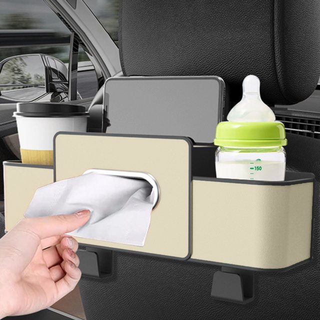 Car Multifunctional Seat Back Storage Bag Car Back Seats Organizer With Tissue Holder And Hooks Universal Headrest Hanging Seat Backs Bag For All Cars (black) Automotive Interior Interior Auto Lights