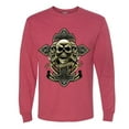 thumbnail image 2 of Wild Bobby, Brotherhood Biker Motorcycles Cross and Skull Pop Culture Mens Long Sleeve Shirt, Vintage Heather Red, X-Large, 2 of 3