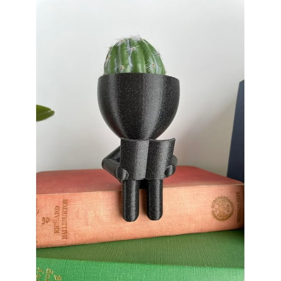Little People Planter  Bookworm Planter Gift Idea, People Bookworm Planter, Bar Decor, Table Decor, Plant Gift Idea, Cute Succulent Planter Twinkling Black