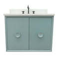thumbnail image 3 of Bellaterra Home 31" Single wall mount vanity in Aqua Blue finish top with White quartz and rectangle sink, 3 of 7