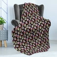 thumbnail image 4 of Sugar Skull Soft Flannel Fleece Throw Blanket, All Souls Day Floral Colorful Sugar Skulls Flowers on Dark Background Print, Cozy Plush for Indoor and Outdoor Use, 50" x 60", Multicolor, by Ambesonne, 4 of 5