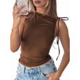 thumbnail image 4 of Women Going Out Summer Tank Tops Basic Cute Sleeveless Crop Top Vacation Fashion Outfit Clothes Coffee XL, 4 of 9