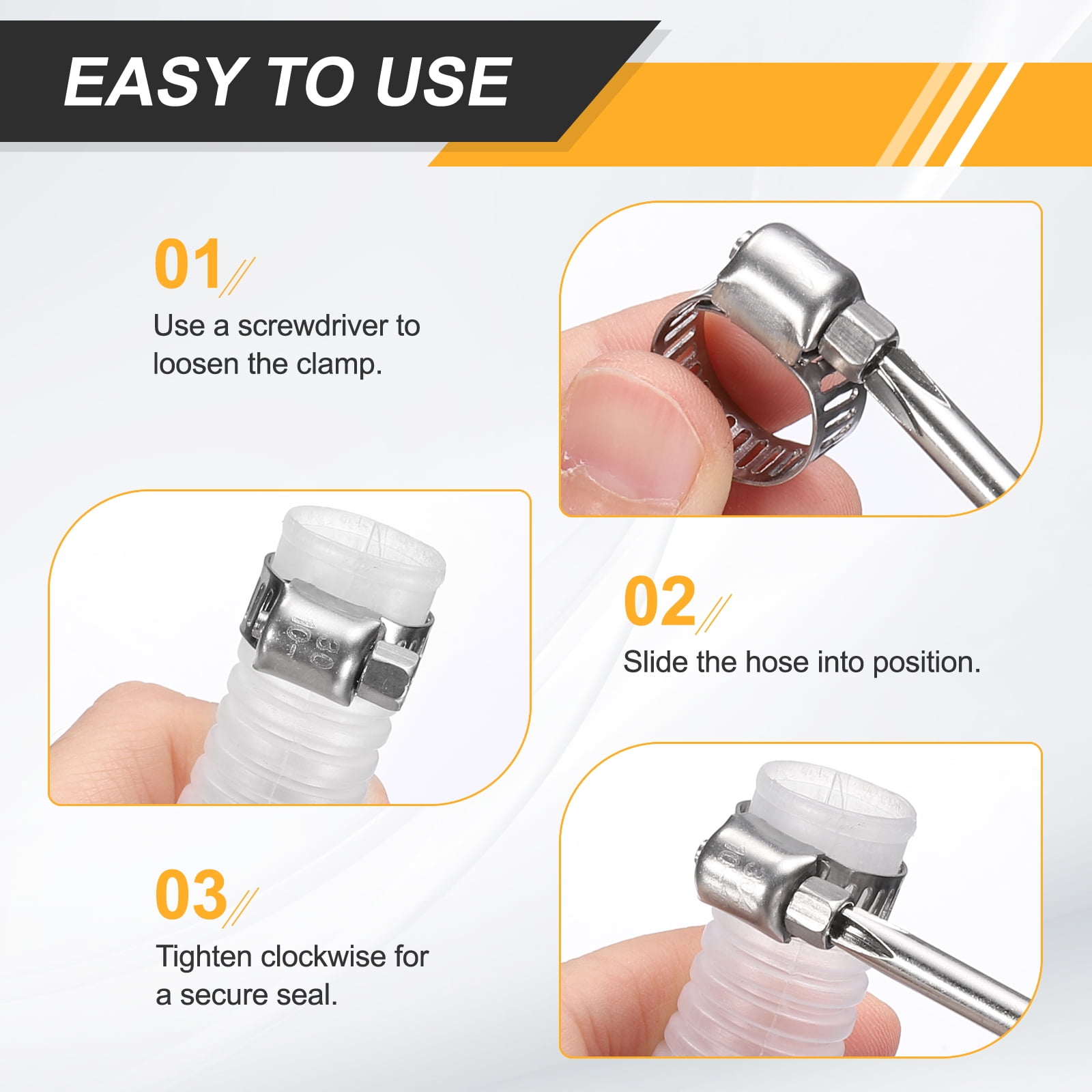 Uxcell 12 Pcs Hose Clamp 1-9/16"-2-1/2" Stainless Steel Adjustable Worm Gear Hose Clamp with Phillips Screw