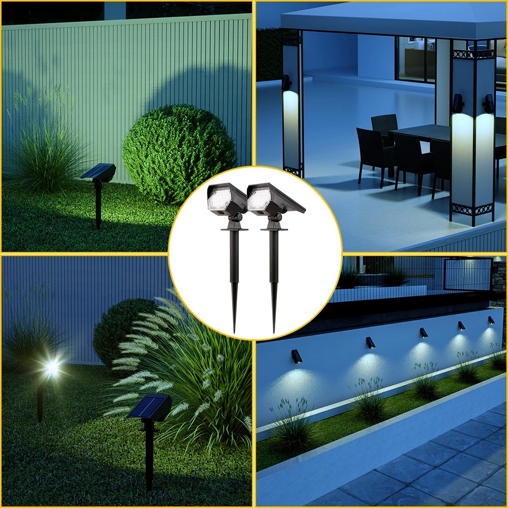 Solar Spot Lights Outdoor, 4 Pack Solar Landscape Spotlights, 3 Modes Waterproof Dusk to Dawn Solar Powered Flood Wall Lights for Outside Yard Garden Pathway, Clear White
