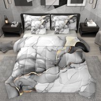 Manfei Gradient Marble Bedding Comforter Set 7 Pieces for Adults Female Men,Abstract Marbling Watercolor Full Bedding Set Lightweight,Stone Pattern Fitted Sheet Flat Sheet,Luxury Bedroom Decor